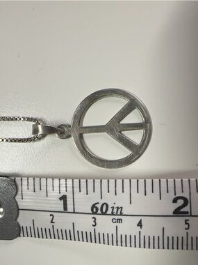 Sterling Silver Peace Sign Pendant Necklace - Silver